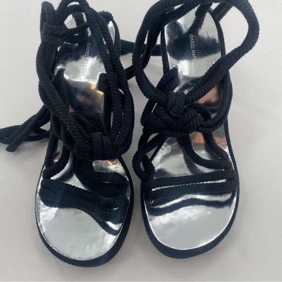 ISABEL MARANT Black Ankle Strap Heels Sandals - Picture 10 of 12